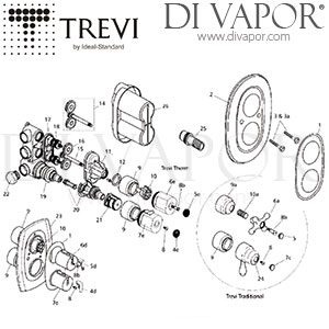 Trevi Therm MK2 Built-In A3000 Shower Valve Spare Parts - IDL DV 408